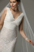 Pearl Cathedral Wedding Veil – One Tier Soft Tulle Veil with Pearls