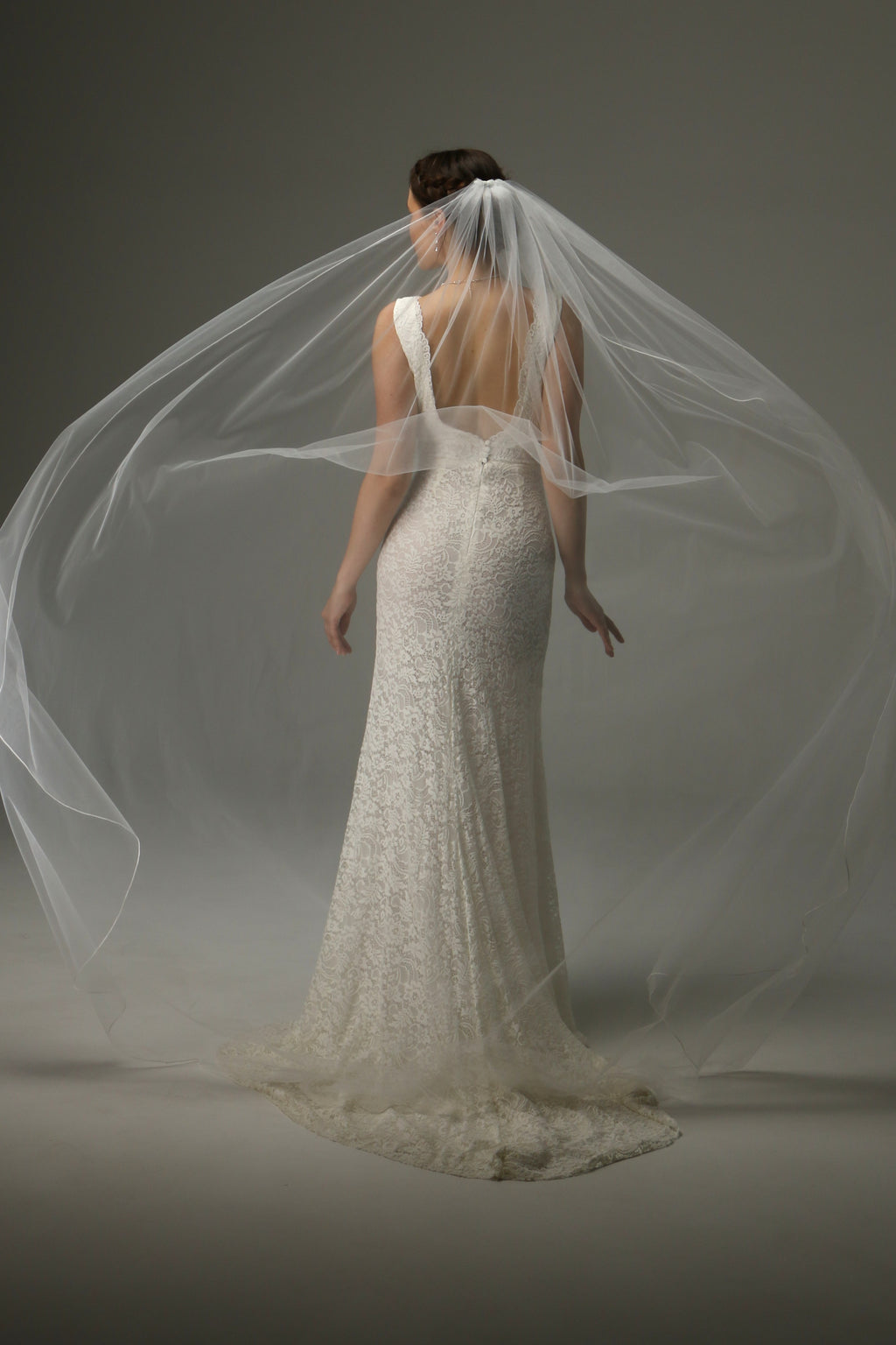 Pencil Edge Cathedral Wedding Veil – One Tier Soft Tulle Veil
