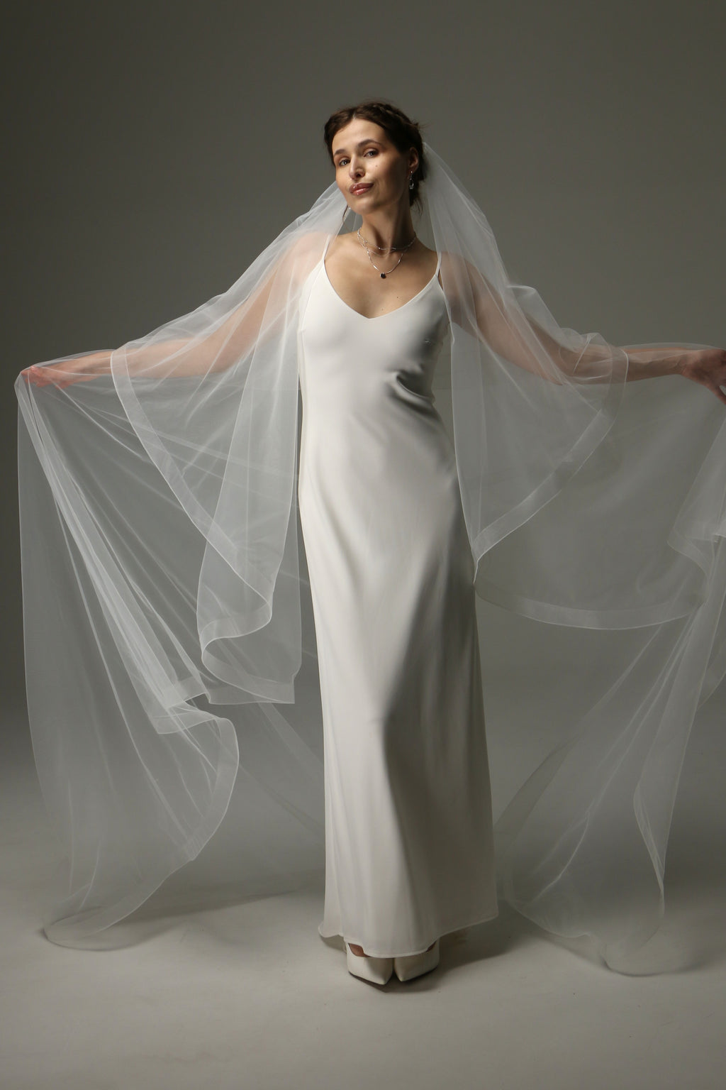 Two Tier Cathedral Wedding Veil with Horsehair Trim