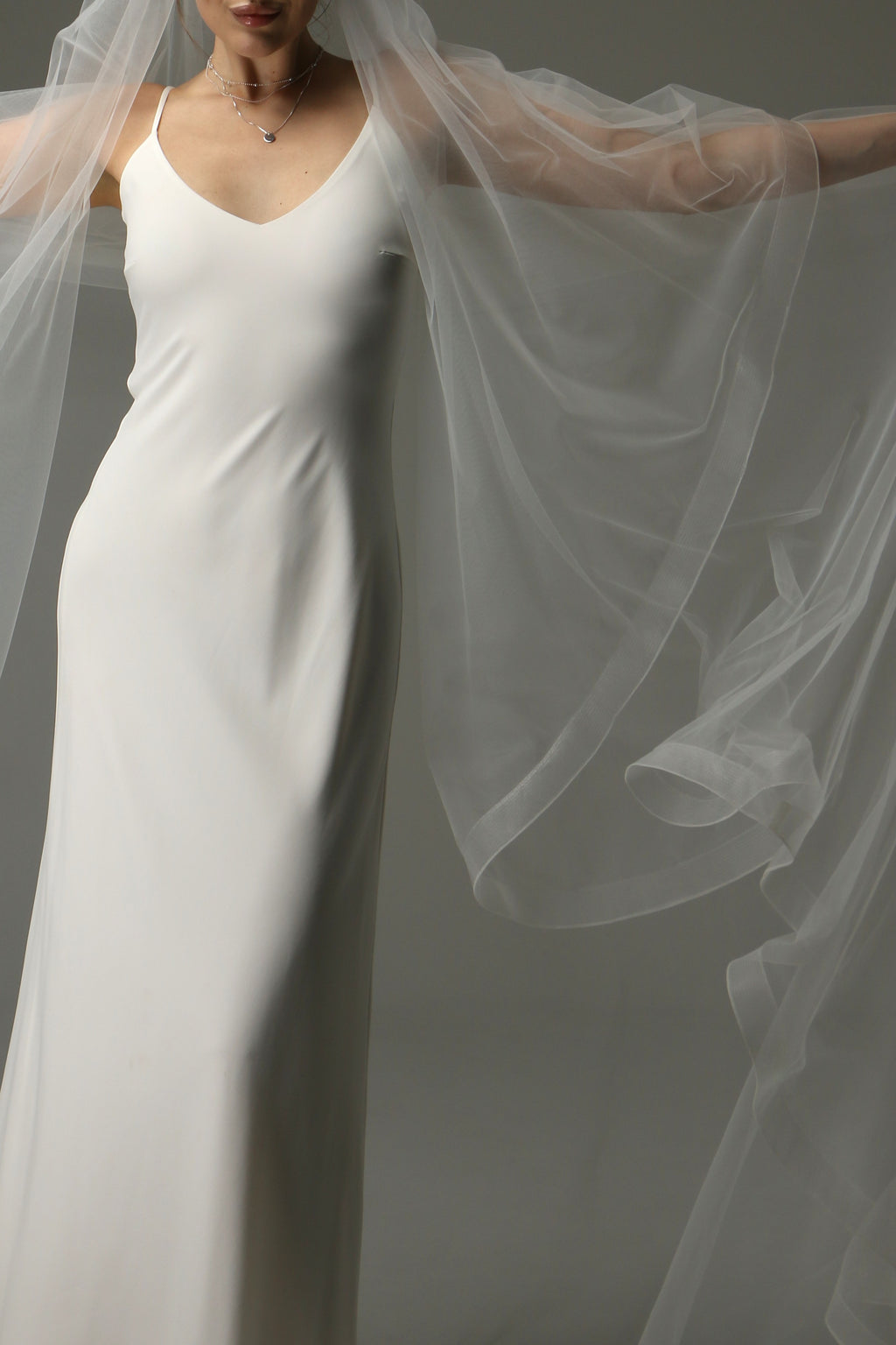 Two Tier Cathedral Wedding Veil with Horsehair Trim