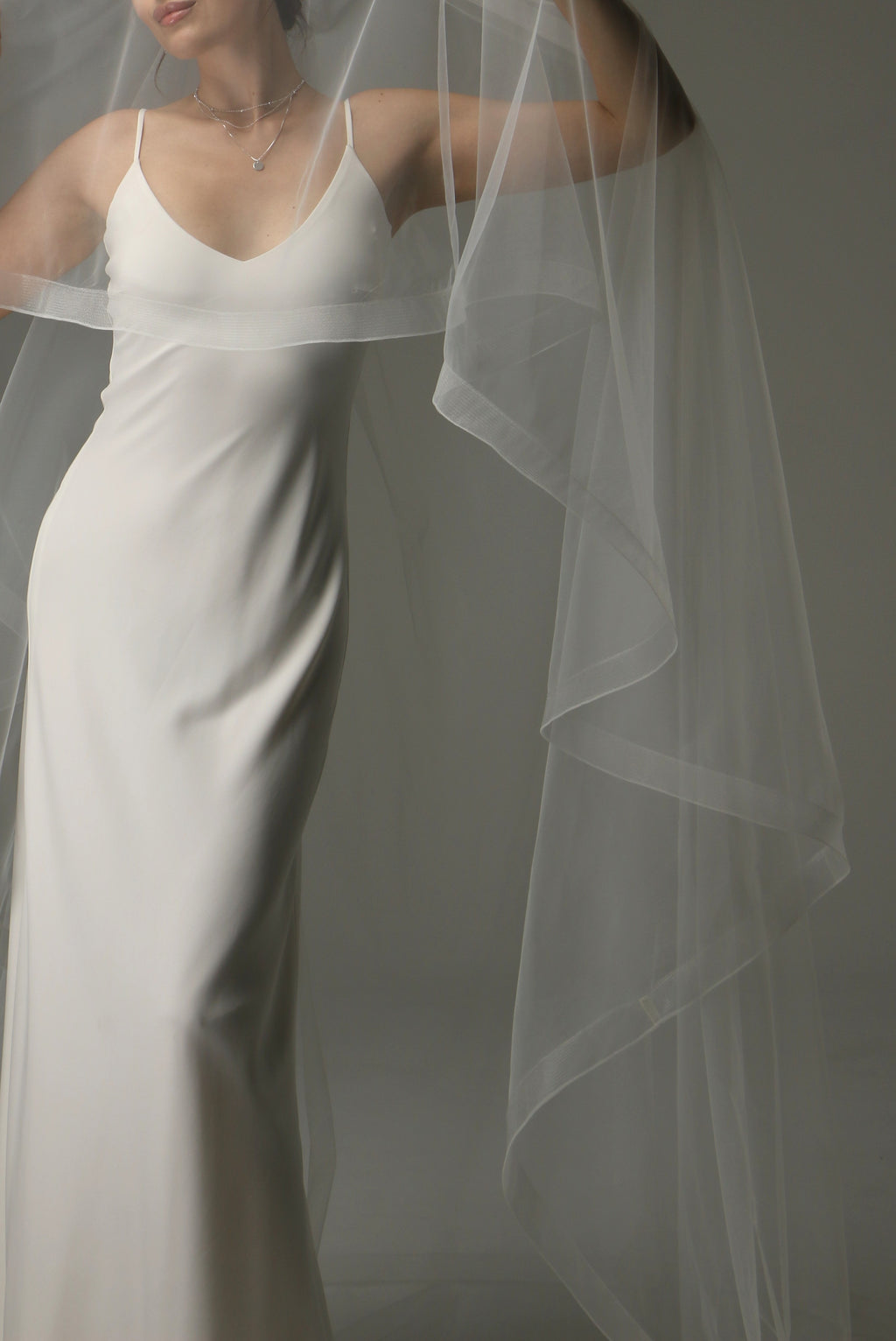 Two Tier Cathedral Wedding Veil with Horsehair Trim