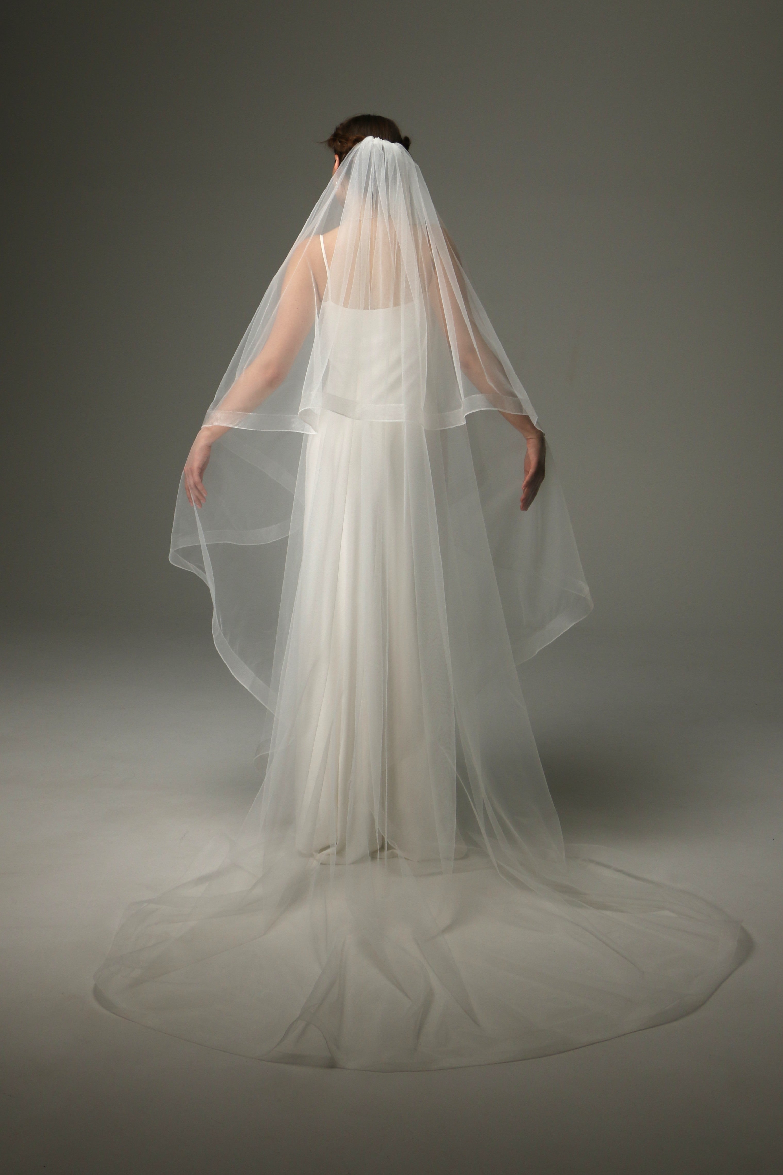 Two Tier Cathedral Wedding Veil with Horsehair Trim