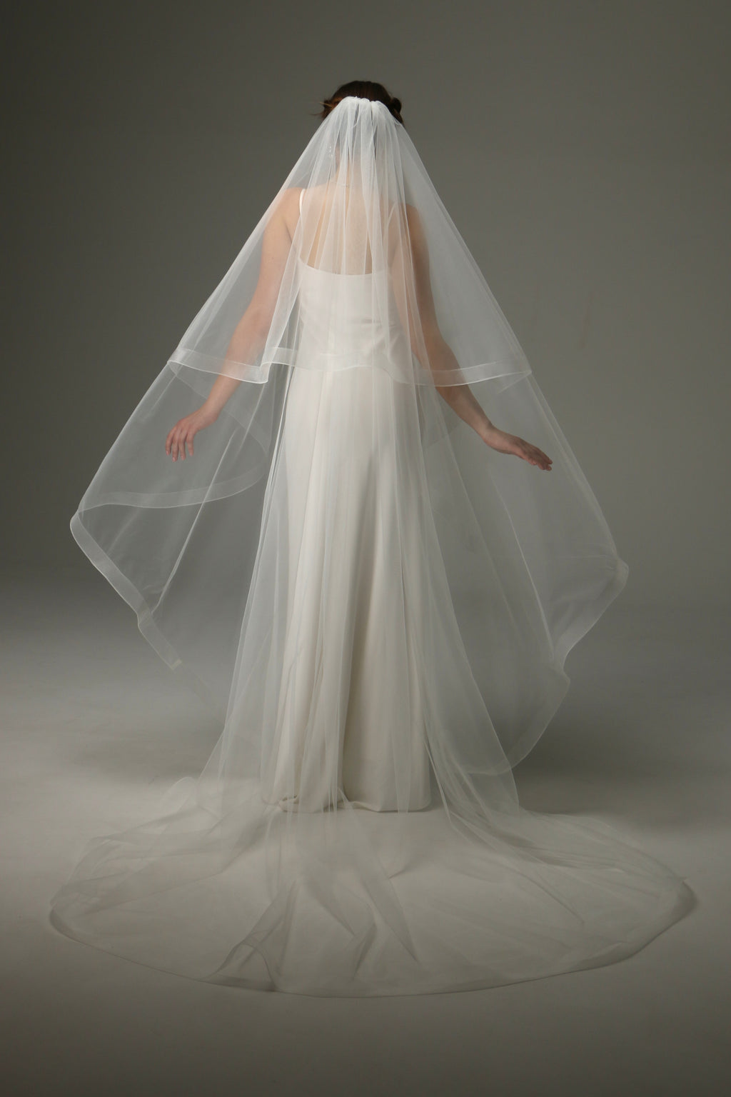 Two Tier Cathedral Wedding Veil with Horsehair Trim