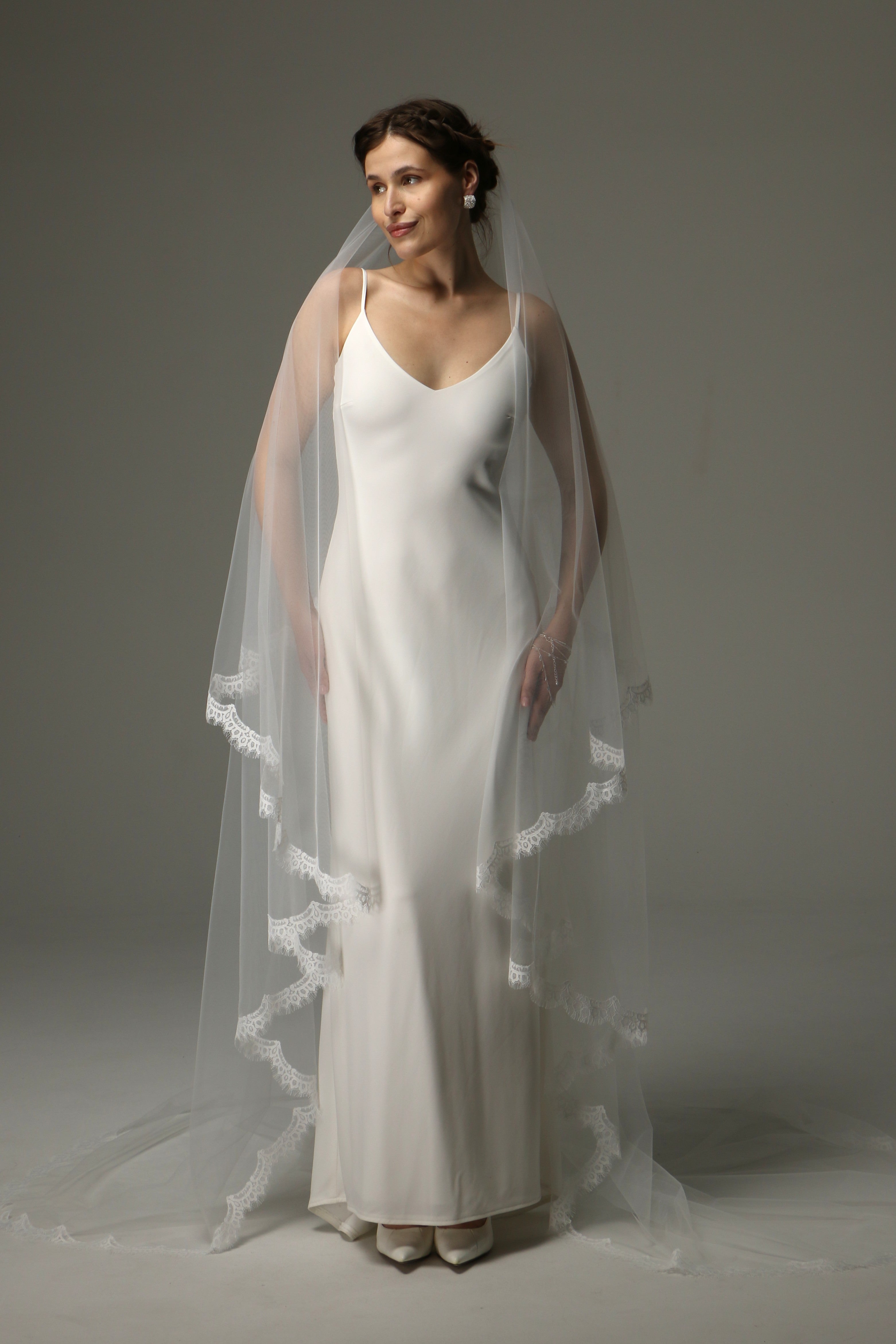 Two Tier Chantilly Lace Wedding Veil – Cathedral Bridal Veil
