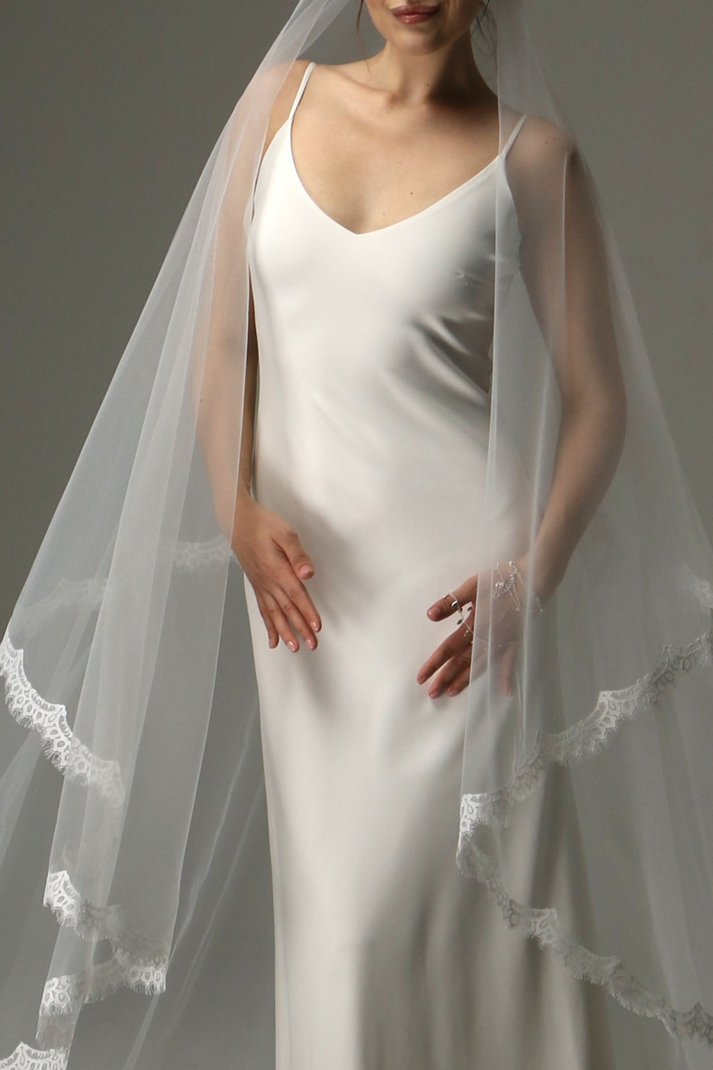 Two Tier Chantilly Lace Wedding Veil – Cathedral Bridal Veil