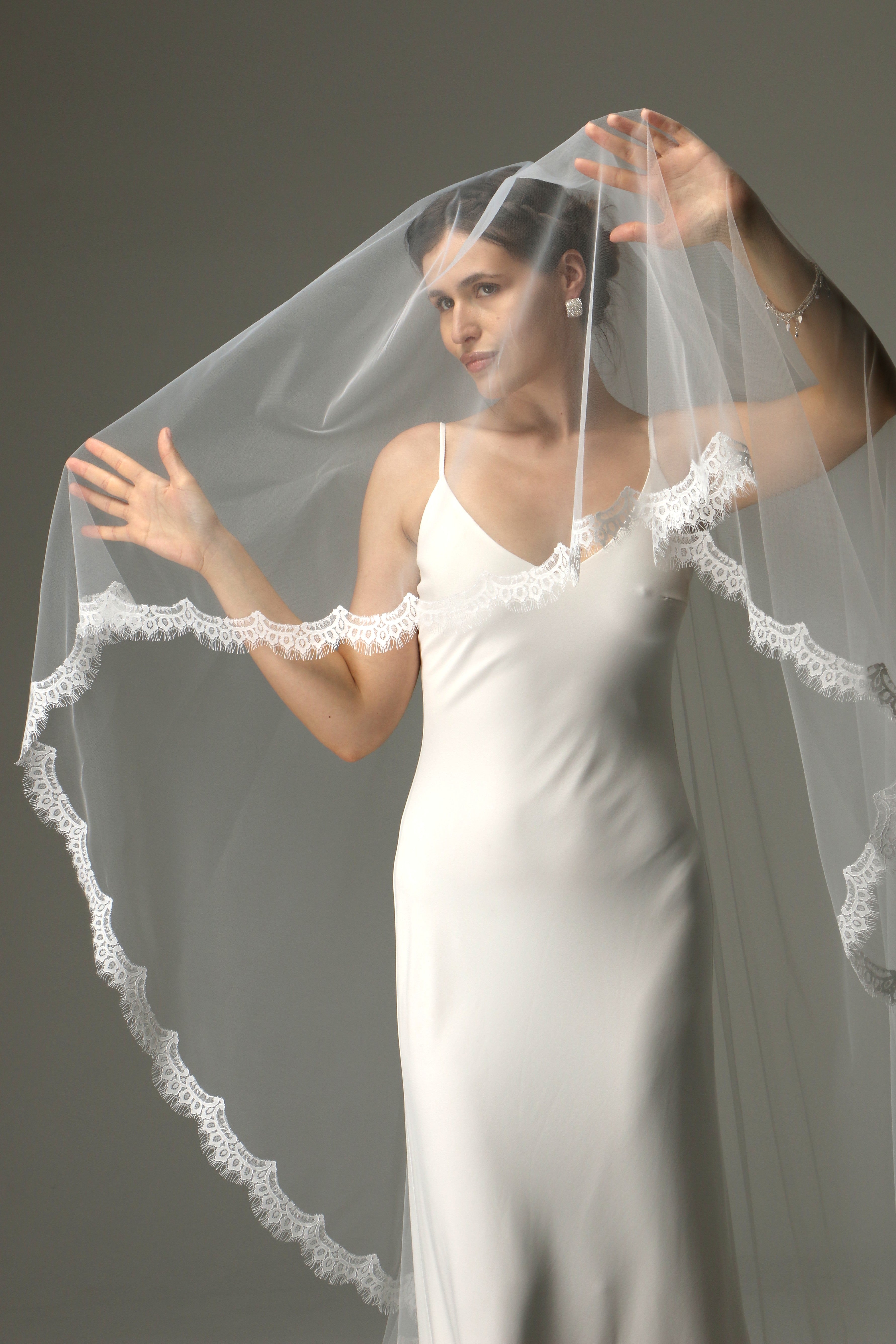 Two Tier Chantilly Lace Wedding Veil – Cathedral Bridal Veil