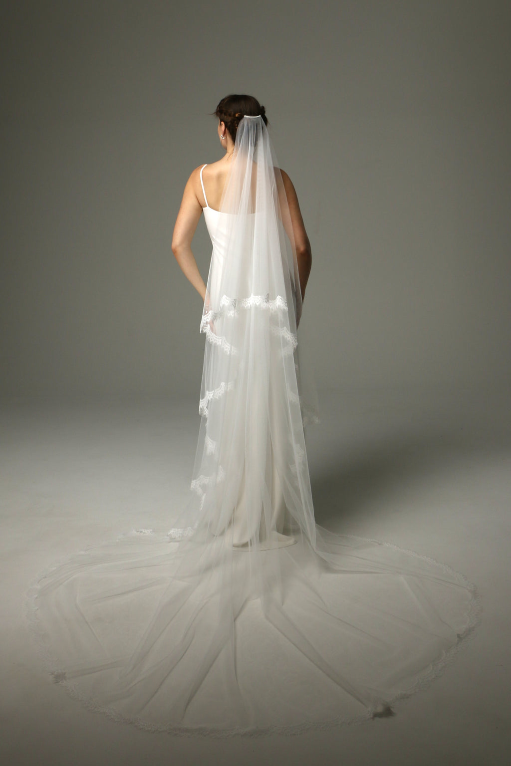 Two Tier Chantilly Lace Wedding Veil – Cathedral Bridal Veil