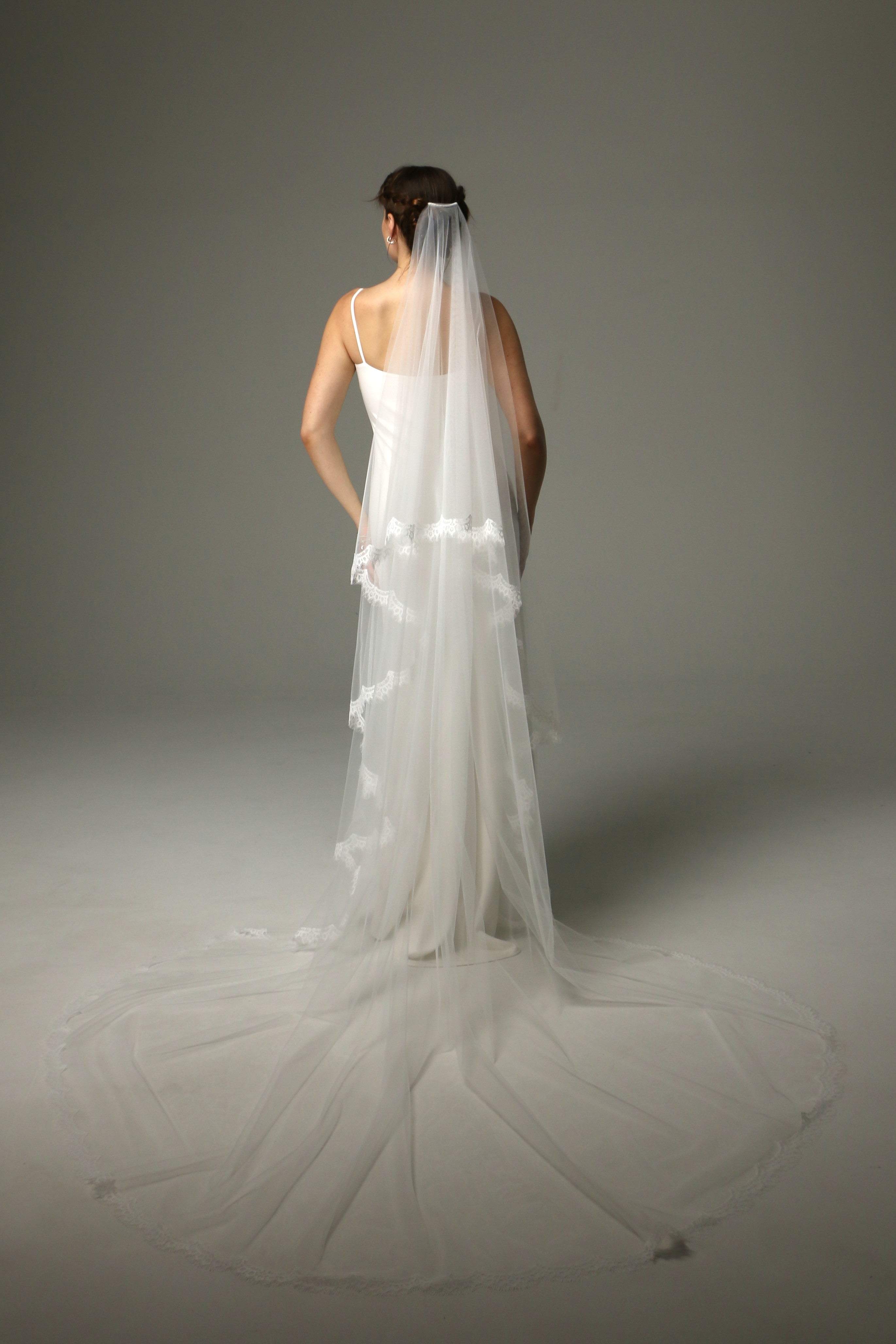 Two Tier Chantilly Lace Wedding Veil – Cathedral Bridal Veil