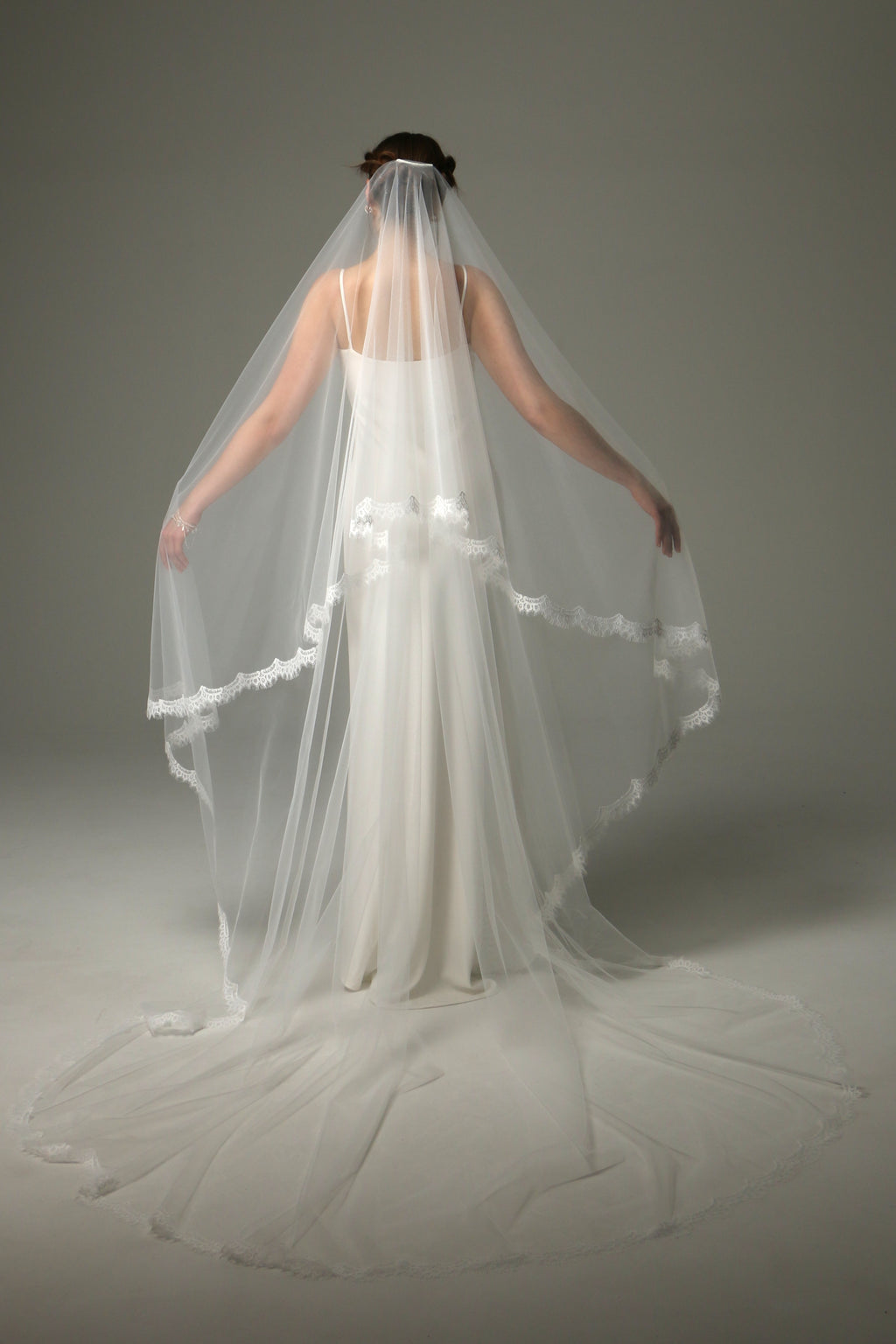 Two Tier Chantilly Lace Wedding Veil – Cathedral Bridal Veil